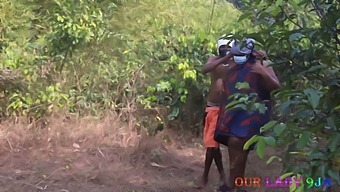 Ebony Bbw Gets Pounded Outdoors Amidst The Foliage